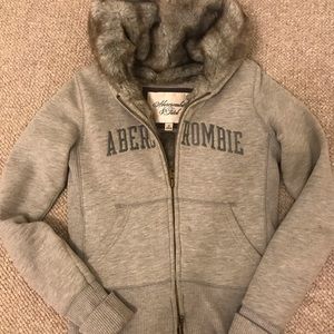 Juniors light grey cotton fur jacket